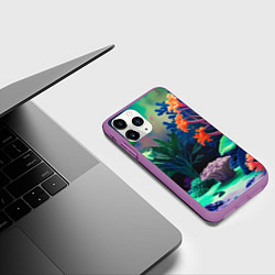 Чехол iPhone 11 Pro матовый Морское дно с кораллами, цвет: 3D-фиолетовый — фото 2