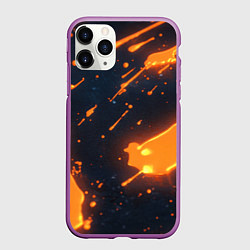 Чехол iPhone 11 Pro матовый Оранжевая краска в движении, цвет: 3D-фиолетовый