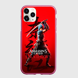 Чехол iPhone 11 Pro матовый Assassins Creed Shadows - Shinobi Naoe, цвет: 3D-малиновый