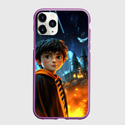 Чехол iPhone 11 Pro матовый Гарри Поттер замок в небе, цвет: 3D-фиолетовый