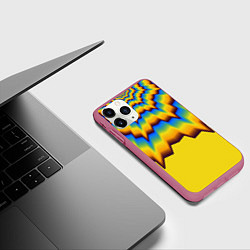 Чехол iPhone 11 Pro матовый Узоры на желтом, цвет: 3D-малиновый — фото 2