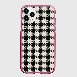 Чехол iPhone 11 Pro матовый Черно белая гусиная лапка, цвет: 3D-малиновый
