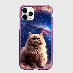 Чехол iPhone 11 Pro матовый Гималайская кошка в космосе, цвет: 3D-фиолетовый