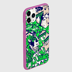 Чехол iPhone 11 Pro матовый The Sims стикеры, цвет: 3D-фиолетовый — фото 2