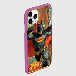 Чехол iPhone 11 Pro матовый Бэтмен на фоне города, цвет: 3D-фиолетовый — фото 2