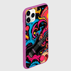 Чехол iPhone 11 Pro матовый Psychedelic abstract guitar, цвет: 3D-фиолетовый — фото 2
