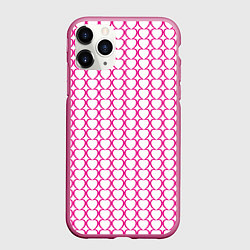 Чехол iPhone 11 Pro матовый Контурный паттерн соединённые сердца, цвет: 3D-малиновый