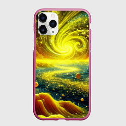 Чехол iPhone 11 Pro матовый Neon galaxy - ai art fantasy, цвет: 3D-малиновый