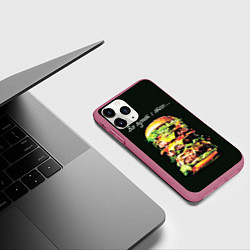 Чехол iPhone 11 Pro матовый Все дуреют с этого фастфуда, цвет: 3D-малиновый — фото 2