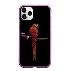 Чехол iPhone 11 Pro матовый Попугай пирата, цвет: 3D-фиолетовый