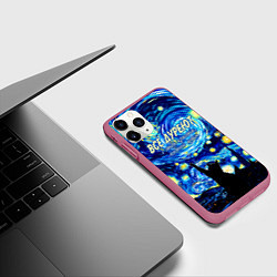 Чехол iPhone 11 Pro матовый Все дуреют с этой красоты особенно коты, цвет: 3D-малиновый — фото 2