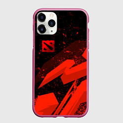 Чехол iPhone 11 Pro матовый Dota 2 - красные брызги, цвет: 3D-малиновый