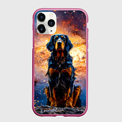 Чехол iPhone 11 Pro матовый Сеттер в космосе, цвет: 3D-малиновый