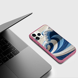 Чехол iPhone 11 Pro матовый Волна из нитей, цвет: 3D-малиновый — фото 2