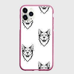 Чехол iPhone 11 Pro матовый Голова собаки, цвет: 3D-малиновый