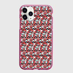Чехол iPhone 11 Pro матовый Киберпанк шестиугольники красные, цвет: 3D-малиновый