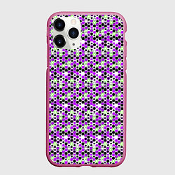 Чехол iPhone 11 Pro матовый Киберпанк шестиугольники фиолетовые, цвет: 3D-малиновый