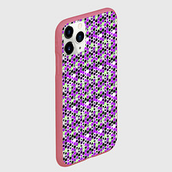 Чехол iPhone 11 Pro матовый Киберпанк шестиугольники фиолетовые, цвет: 3D-малиновый — фото 2