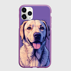 Чехол iPhone 11 Pro матовый Лабрадор на фиолетовом фоне, цвет: 3D-фиолетовый
