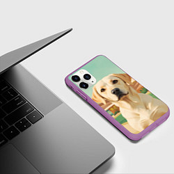 Чехол iPhone 11 Pro матовый Лабрадор на фоне пальм, цвет: 3D-фиолетовый — фото 2