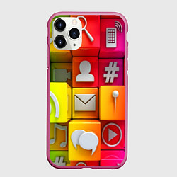 Чехол iPhone 11 Pro матовый Square, цвет: 3D-малиновый