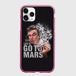 Чехол iPhone 11 Pro матовый Илон Маск - Lets go to Mars, цвет: 3D-малиновый