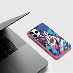 Чехол iPhone 11 Pro матовый Модная зебра, цвет: 3D-малиновый — фото 2