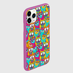 Чехол iPhone 11 Pro матовый Разноцветные совы мультяшные, цвет: 3D-фиолетовый — фото 2