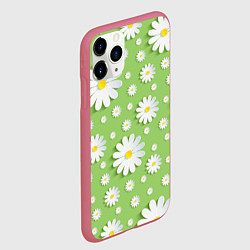 Чехол iPhone 11 Pro матовый Ромашки бумажные, цвет: 3D-малиновый — фото 2