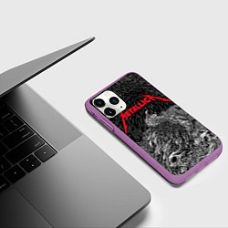 Чехол iPhone 11 Pro матовый Metallica - scavenger on the skull, цвет: 3D-фиолетовый — фото 2