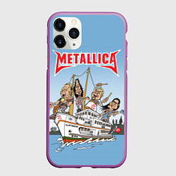 Чехол iPhone 11 Pro матовый Metallica - on the ship, цвет: 3D-фиолетовый