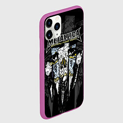 Чехол iPhone 11 Pro матовый Metallica - skull with fangs, цвет: 3D-фиолетовый — фото 2