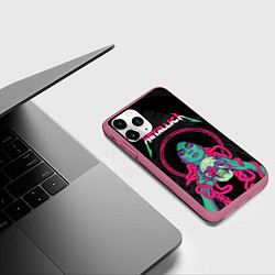 Чехол iPhone 11 Pro матовый Metallica - witch with the skull, цвет: 3D-малиновый — фото 2