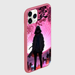 Чехол iPhone 11 Pro матовый Аниме и розовая луна, цвет: 3D-малиновый — фото 2
