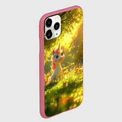 Чехол iPhone 11 Pro матовый Единорог в летнем лесу, цвет: 3D-малиновый — фото 2