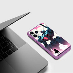 Чехол iPhone 11 Pro матовый Аниме и роботы, цвет: 3D-фиолетовый — фото 2