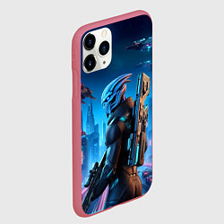Чехол iPhone 11 Pro матовый Mass Effect - neon glow fantastic, цвет: 3D-малиновый — фото 2