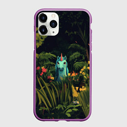 Чехол iPhone 11 Pro матовый Голубая единорожка, цвет: 3D-фиолетовый