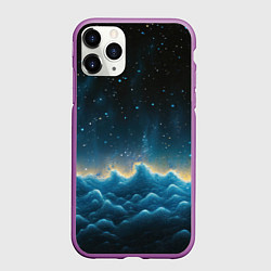 Чехол iPhone 11 Pro матовый Облака и черное небо текстура, цвет: 3D-фиолетовый