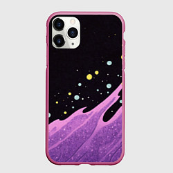 Чехол iPhone 11 Pro матовый Фиолетовая волна текстура, цвет: 3D-малиновый