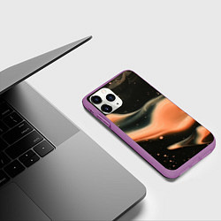 Чехол iPhone 11 Pro матовый Персиковый дым на черном, цвет: 3D-фиолетовый — фото 2