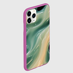 Чехол iPhone 11 Pro матовый Лазурная слизь на черном текстура, цвет: 3D-фиолетовый — фото 2