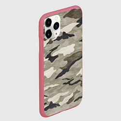 Чехол iPhone 11 Pro матовый Песочный камуфляж, цвет: 3D-малиновый — фото 2