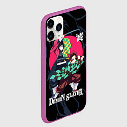 Чехол iPhone 11 Pro матовый Гию Томиока и Танджиро Камадо, цвет: 3D-фиолетовый — фото 2