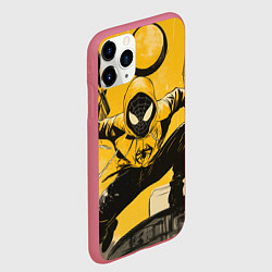 Чехол iPhone 11 Pro матовый Черный человек-паук, цвет: 3D-малиновый — фото 2