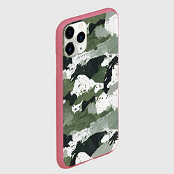 Чехол iPhone 11 Pro матовый Зеленый фактурный камуфляж, цвет: 3D-малиновый — фото 2