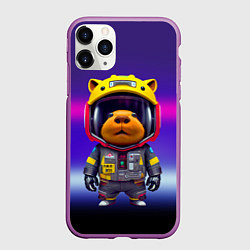 Чехол iPhone 11 Pro матовый Baby capybara - cyberpunk, цвет: 3D-фиолетовый