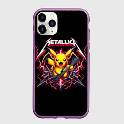 Чехол iPhone 11 Pro матовый Metallica - cool Pikachu, цвет: 3D-фиолетовый
