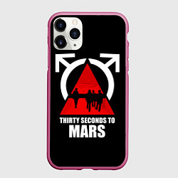 Чехол iPhone 11 Pro матовый 30 Seconds to Mars - poster, цвет: 3D-малиновый