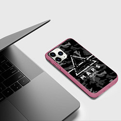 Чехол iPhone 11 Pro матовый 30 Seconds to Mars - poster, цвет: 3D-малиновый — фото 2